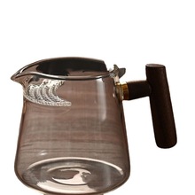 公道杯茶漏木把月牙带茶滤网日式玻璃公杯加厚分茶器一体茶海套装