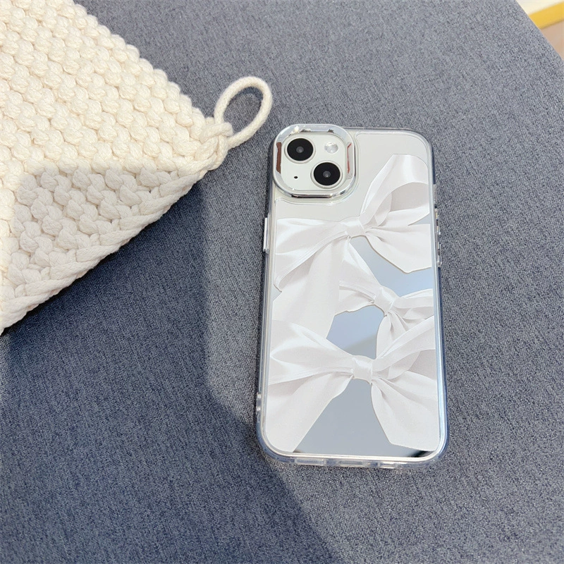 Яблоко, совместимо с iPhone 13 белого цвета с бантом, iPhone13 Pro, милый чехол для телефона, iPhone, защита от падения