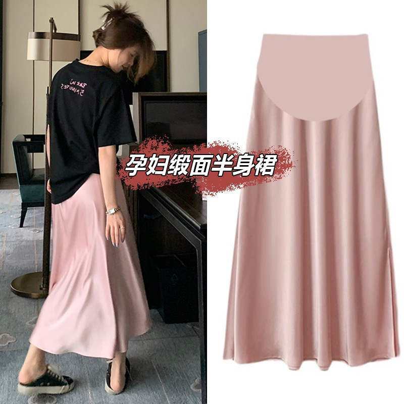 Maternity Skirt Summer New High-End French Satin Elegant Gentle Slimming Look Fashion Versatile A-Line Umbrella Skirt