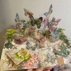 小紅の本の同項のまぶしい色の金の蝶の立体の本のフルセットの材料は手作りのdiyを包んで彼女に送ります。