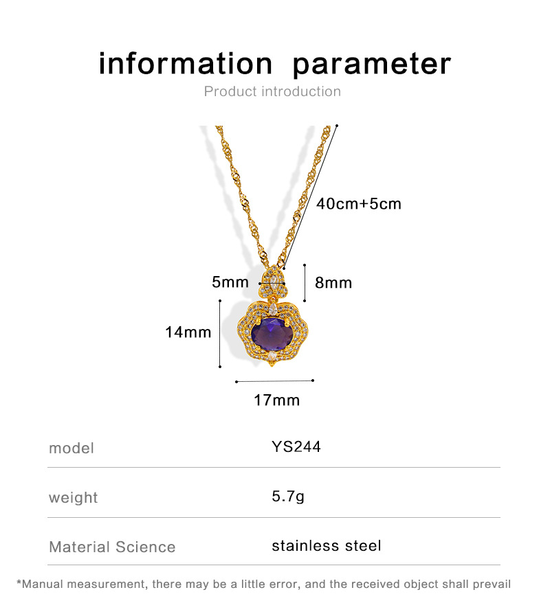 9g Weight Zircon Insert Material Retro Flower Stainless Steel Plating Zircon Pendant Necklace 1 Piece
