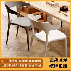 椅子简约家用餐椅牛角靠背椅凳子书ins桌椅新塑料纳餐厅