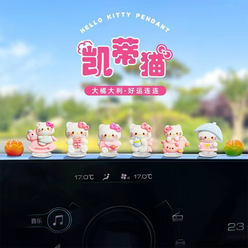 Милые аксессуары для автомобиля в виде кота Hello Kitty KT, маленькие украшения для электромобиля, интерьер автомобиля, украшение центральной консоли
