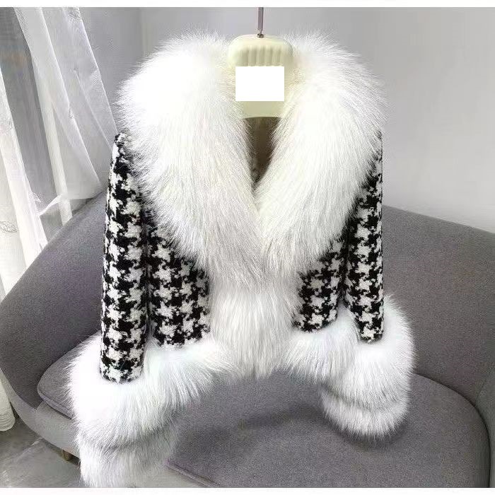 Women's Clothing Fur new young women's short style houndstooth collar sier fox fur_voghion.com