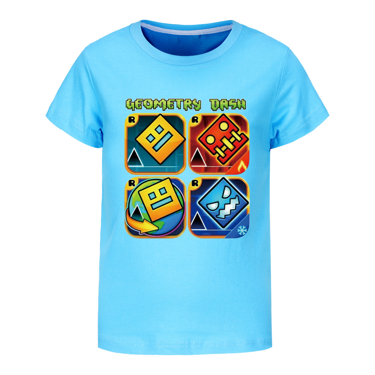 Geometrie Dash T-shirt Kinder Cartoon Kleidung Jungen 100% Baumwolle T-shirt Kinder Mode Kleidung Kleinkind Mädchen Kurzarm Tops – Detail 10