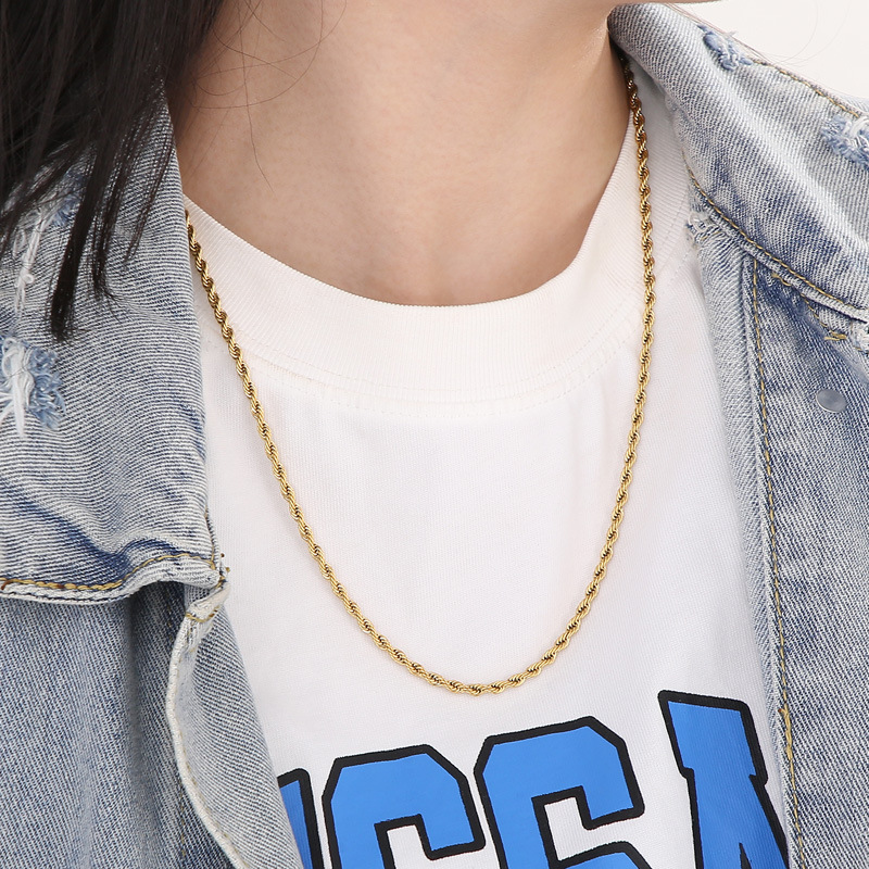 Retro Geometric Solid Color Titanium Steel Plating Necklace Colorza_colorza_4