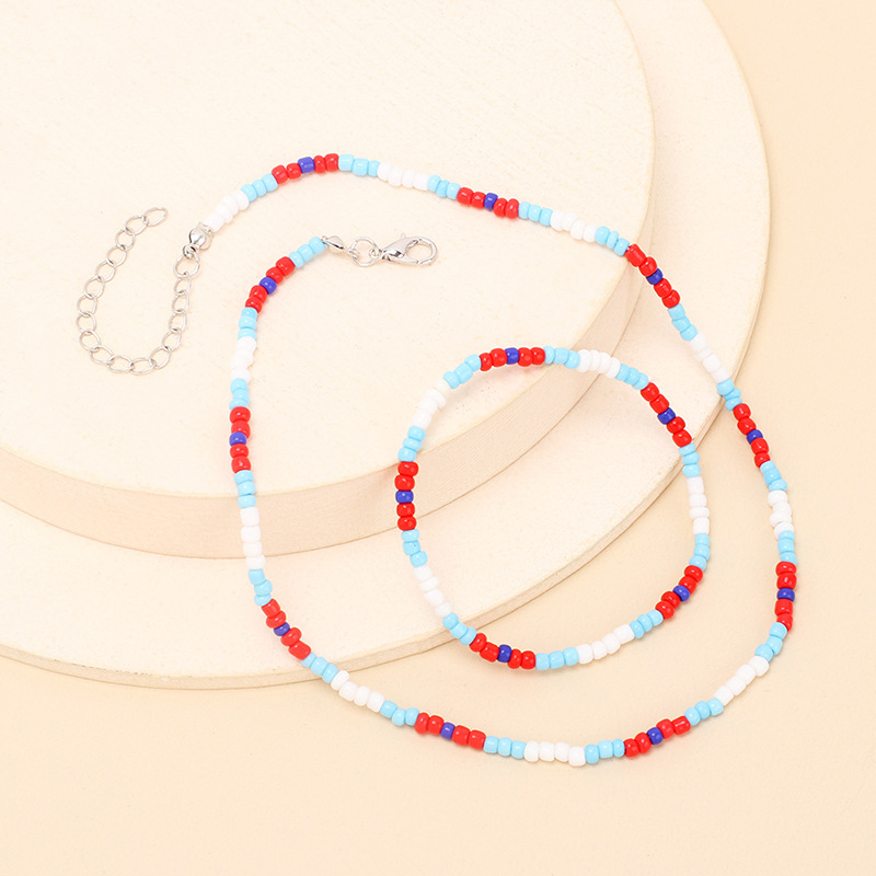 9g Weight Necklace Classification Wedding, Travel Occasion Women'S Gender Ethnic Clashing Color Beaded Necklace Bracelet Combination Wholesale Nihaojewelry 2