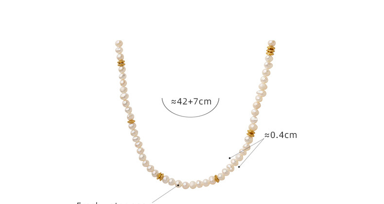 20g Weight PVD Coated Gold Plating Process Elegant Irregular Freshwater Pearl Titanium Steel Beaded Plating Necklace