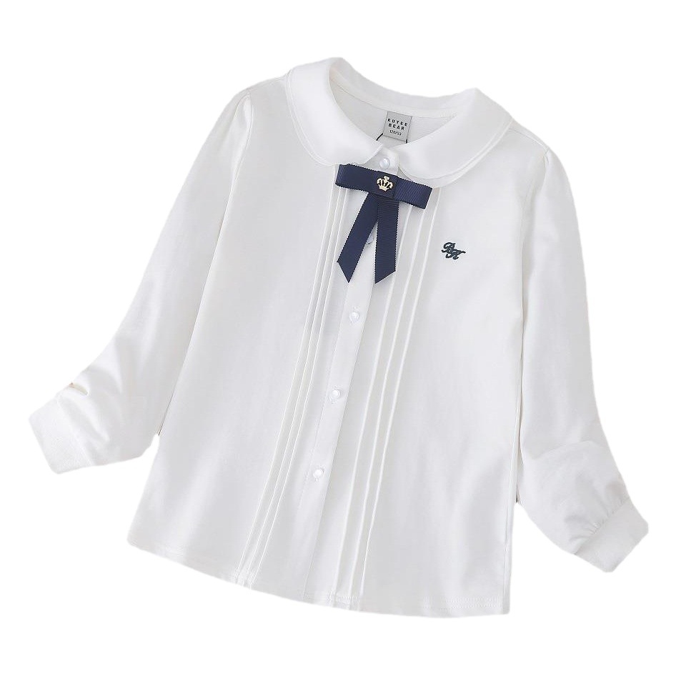 Camisa de las niñas de manga larga primavera camisa blanca de los nuevos niños camisa de la muñeca de algodón