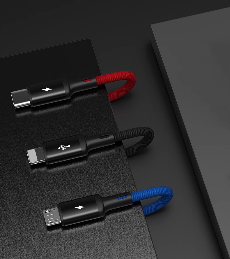 3-in-1-Datenkabel Schnellladung, 1-auf-3 Ladekabel-Set passend für OPPO Android Huawei Xiaomi Apple Mobiltelefone