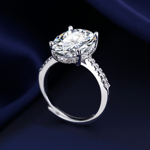 Live streaming hot selling 5 carat pigeon egg diamond ring band, stylish temperament cross-border women's factory wholesale