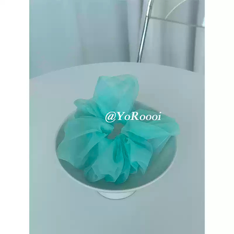레이크 그린 오간자 머리끈