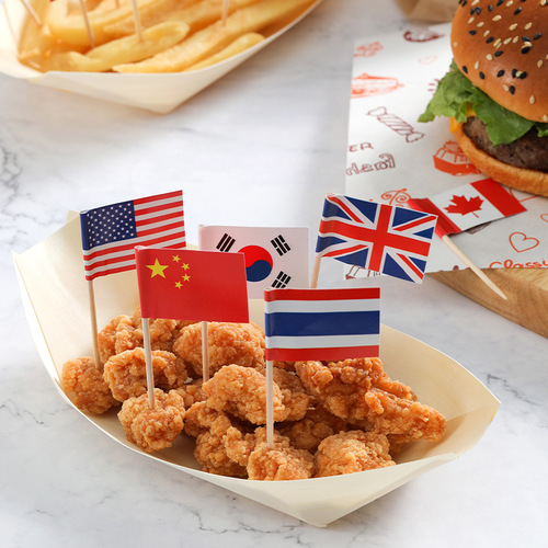 Disposable toothpicks Thai small flag cocktail decoration flower skewers World Cup fried food skewers fruit burger bamboo skewers