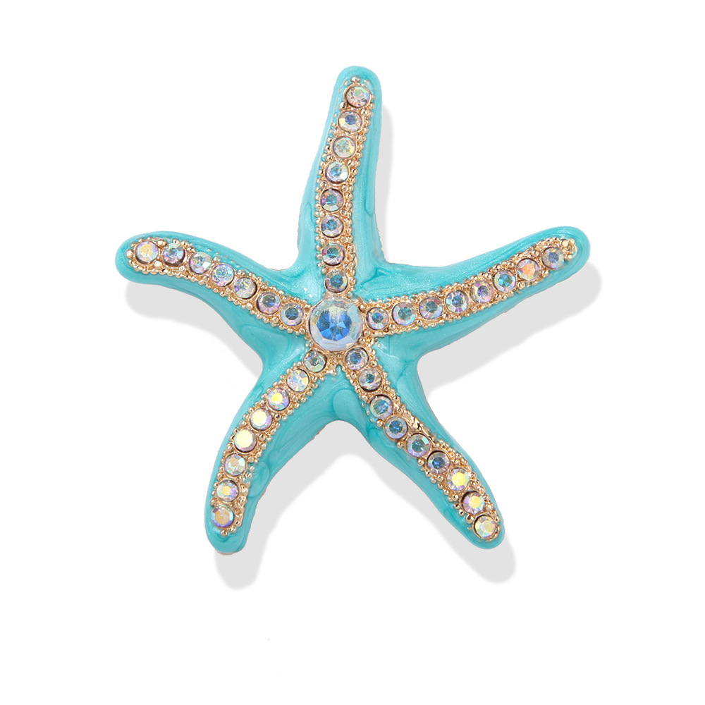 Enamel starfish brooch for women's summer clothing, men's hat decoration pin, metal light luxury accessory, starfish brooch