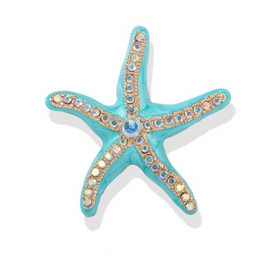 Enamel starfish brooch for women's summer clothing, men's hat decoration pin, metal light luxury accessory, starfish brooch (Yaxa sancaqları) - xz4062a-blue