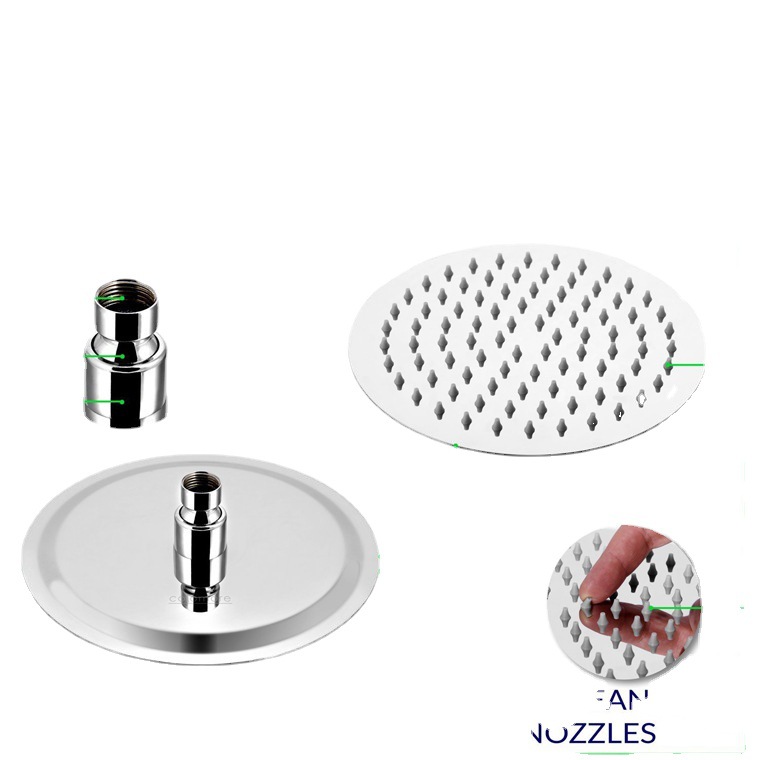 跨境亚马逊喷头 外贸8/10寸不锈钢圆形薄款增压镜面顶喷花洒喷头