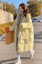 冬季加厚棉衣新款宽松潮棉服女中长款保暖羽绒外套黄色2025奶韩版