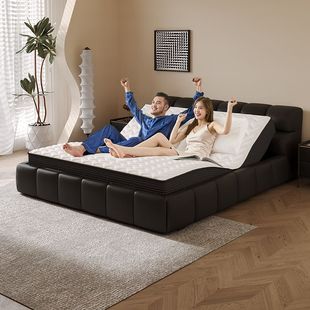# Multi-functional electric intelligent bed Italian minimalist master bedroom black puff adjustable electric bed frame double