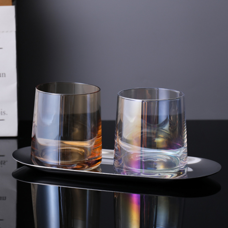 Trapezoidal Brilliant Amber / Silver Tray
