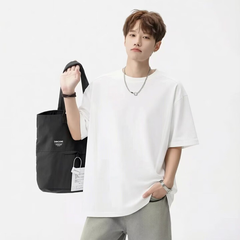 Heavyweight Loose Short-Sleeve T-Shirt for Men, 2026 Summer New Style, Plus-Size Men's Top, American Casual Hong Kong Style Tee Shirt Heavyweight Loose Short-Sleeve T-Shirt for Men, 2026 Summer New Style, Plus-Size Men's Top, American Casual Hong Kong Style Tee Shirt