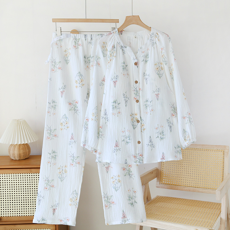 Yuezi Clothing Pure Cotton Double-layer Cotton Yarn Sweat Absorbing Belt Chest Pad Pregnant Women's Pajamas Pregnant Women's Feeding Postpartum suit