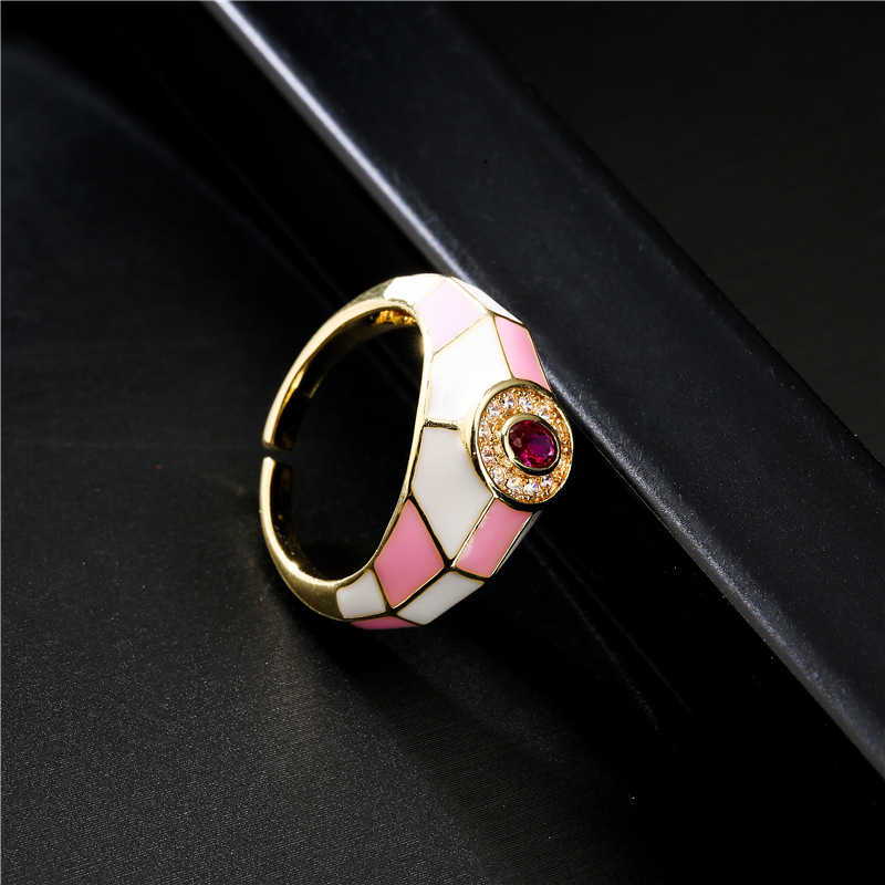 Vente En Gros Bague Ouverte En Cuivre Carrée Avec Zircon De Couleur Mélangée Nihaojewelry display picture 10