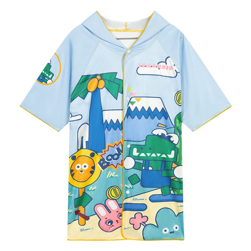 Лимон ребенок дети банное полотенце быстросохнущие Халат с капюшоном мультфильм плащ ребенка с капюшоном банное полотенце дети полотенце