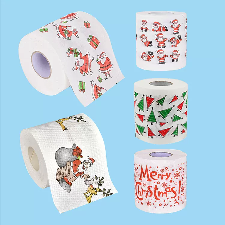圣诞节礼物礼品圣诞卷纸印花卫生纸彩色图案卫生纸跨境出口卷纸