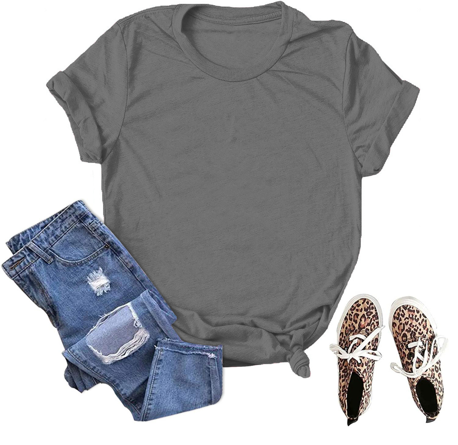 En stock Comercio exterior al por mayor transfronterizo de color sólido en blanco suelta más tamaño manga corta Camiseta hombres y mujeres mismo deseo de Amazon image 13