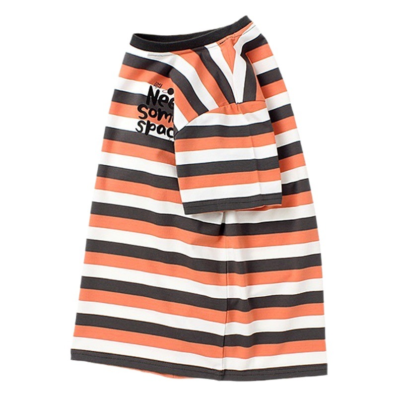 Ropa de verano estilo coreano para niños nuevos niños a rayas de manga corta para niños grandes dibujos animados impresos Camiseta de manga corta para niñas de media manga