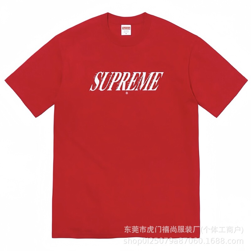 クロスボーダー25ss美潮Supreme文字プリントラウンドネック半袖男女兼用カジュアルTシャツ純綿快適|undefined