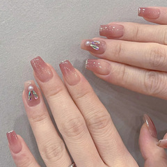 Cute Gradient Glitter French Pearl Diamond Rabbit Year New Wearable Nails Gentle Ins Style Specialty Nail Sheet