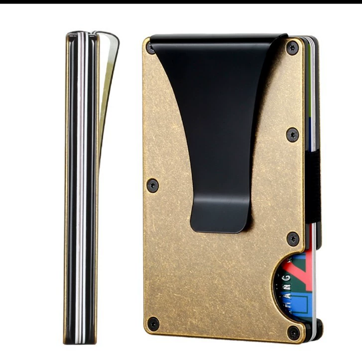 Ретро кошелек для монет, медный чехол для карт, держатель для карт, многофункциональный чехол для кредитных карт с функцией размагничивания, RFID, функциональный чехол для карт из 24-каратного золота