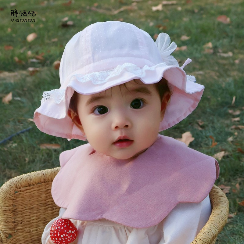 Sombreros para bebés primavera y otoño dulce lindo pequeño mes de edad niñas sombrero de pescador protector solar delgado sombrero de pescador para bebés