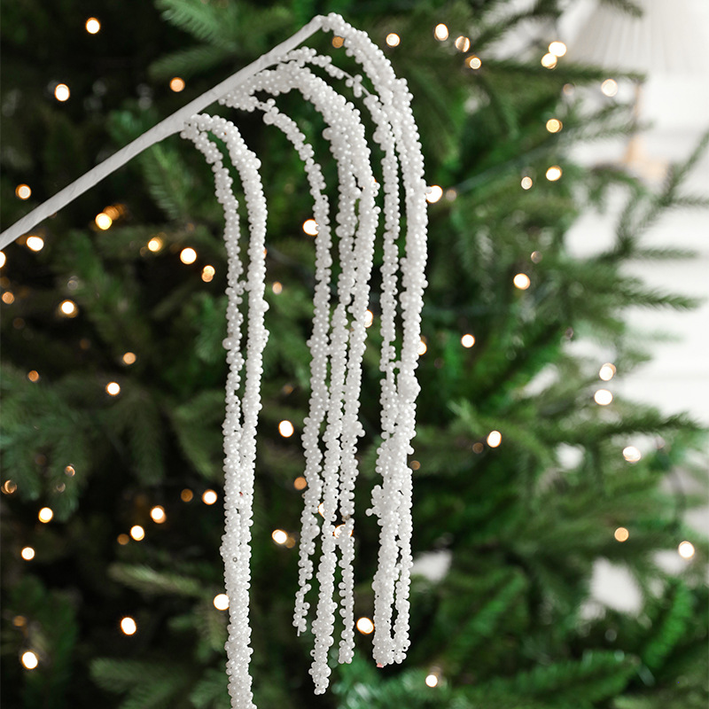 Nuevo tipo de perla blanca de palos de trigo perlas de plástico ligero de lujo árbol de Navidad perlas de imitación decoración de guirnaldas