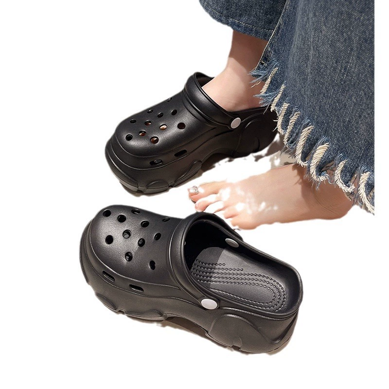 Туфли Croc с толстой подошвой для женщин, летняя верхняя одежда 2024 новая мода Баотоу антискользящие сандалии морские сандалии