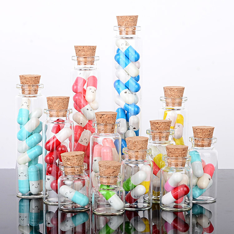 22mm Caliber Wooden-Stoppered Glass Bottle, Transparent Wish Bottle, Vial with Baby Hair, Memorial Bottle, DIY Rainbow & Star Bottle