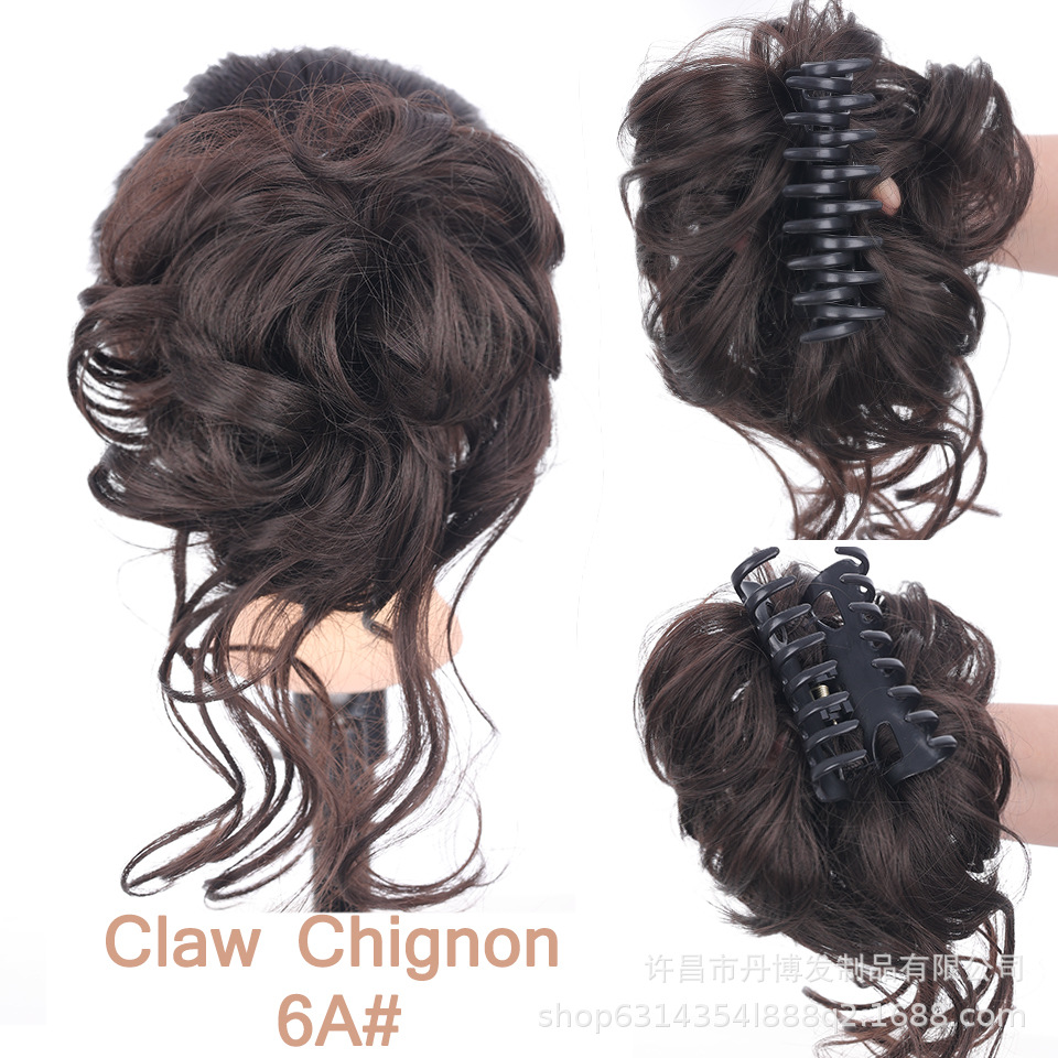 Fábrica al por mayor de fibra química Peluca de las mujeres corto desordenado mullido barba larga clip de pelo bollo pelo bolsa cola de caballo