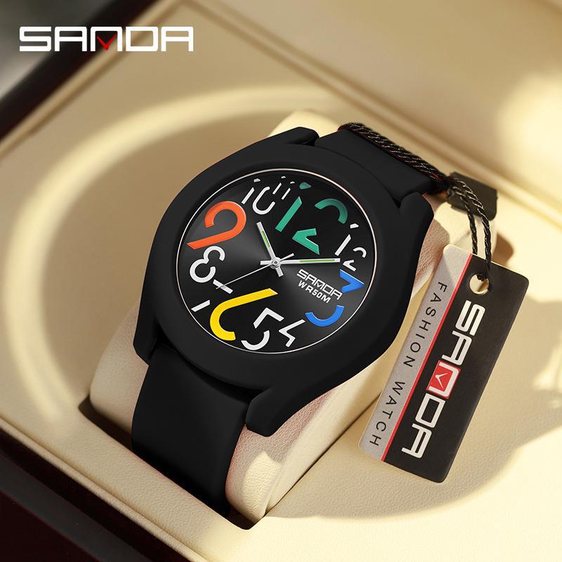 Sanda 9021 reloj electrónico de silicona desmontable anillo exterior de las mujeres de moda digital simple reloj deportivo