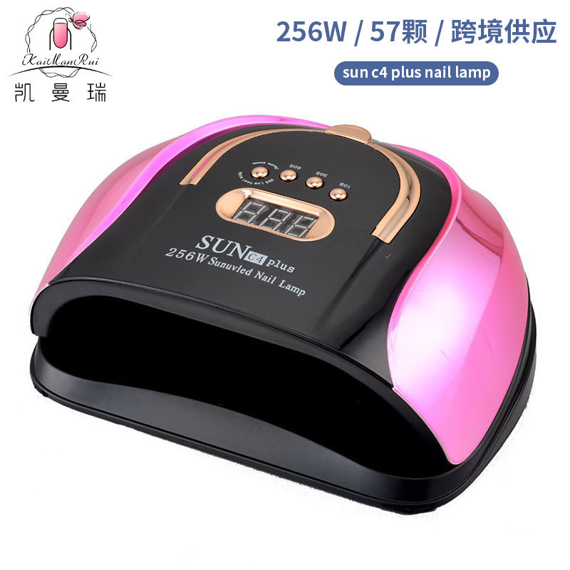 Lámpara de uñas de alta potencia de 256W con mango para principiantes, lámpara de curado de gel para esmalte de uñas, lámpara de fototerapia de secado rápido con colores deslumbrantes para uso transfronterizo.