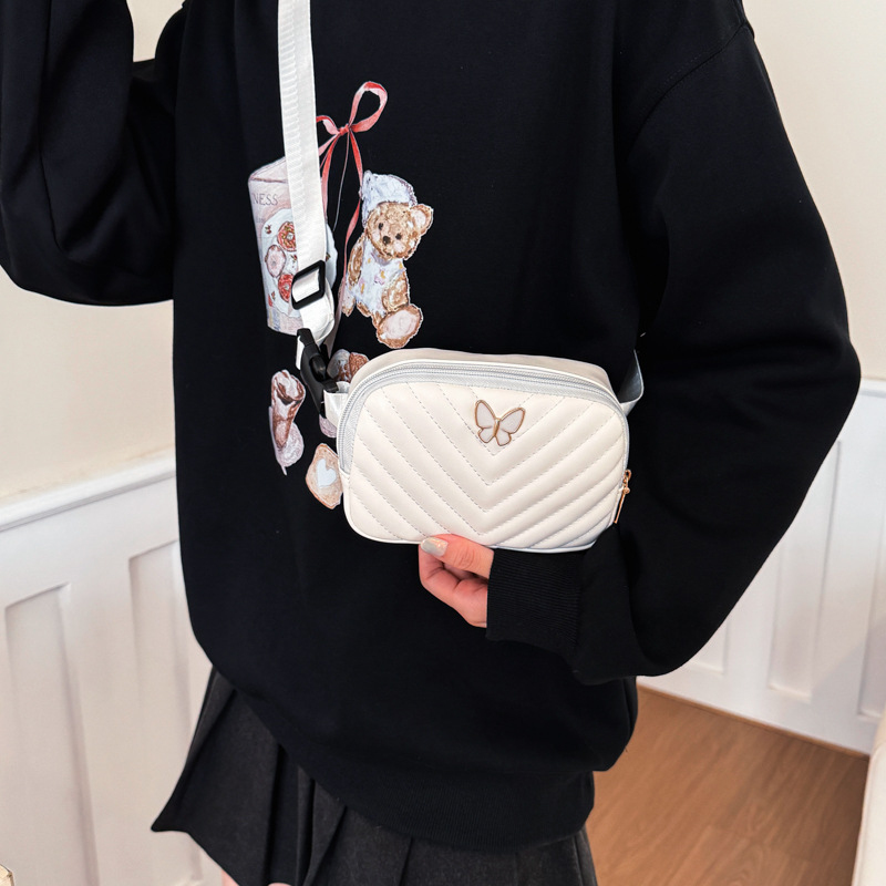 Hombres y niñas extranjeros bordados bolsos de pecho simple color sólido mini bebé mochila lindas mariposas pequeñas bolsas de cintura para niños