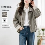 宽松蕾丝袖口休闲短外套