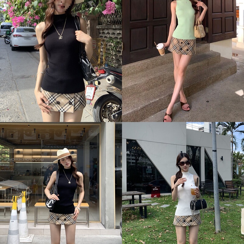 Red People's Fashion Vest for Women: Summer Black Knitted High-Neck Chic Off-Shoulder Korean Style Sleeveless Top Red People's Fashion Vest for Women: Summer Black Knitted High-Neck Chic Off-Shoulder Korean Style Sleeveless Top