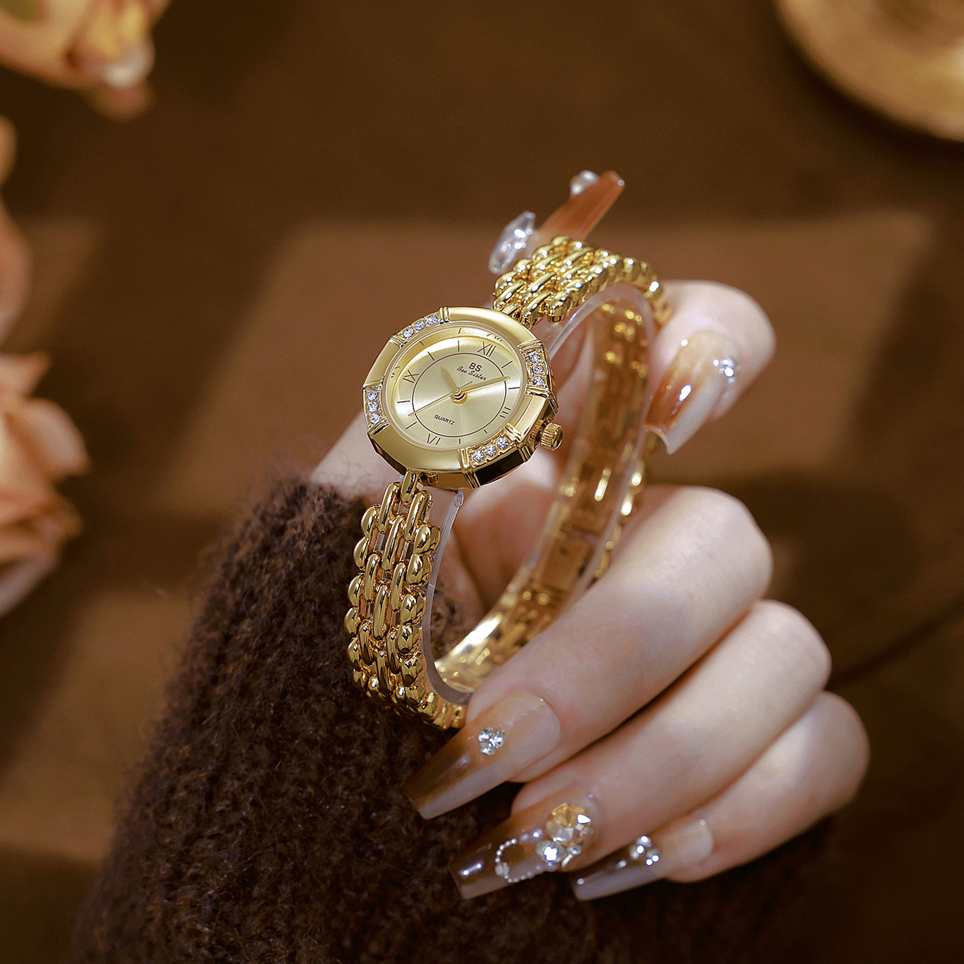 55g Weight Tempered Glass Mirror Material Fine Steel Strap Material Watch Classification Pointer Display Type Jewelry Buckle Buckle Style Diamond Dial Shape Casual, Tea Party Occasion Quartz Movement Solid Color Pattern All Seasons Season Women's Gender Elegant, Classic Style Style Elegant Classic Style Solid Color Jewelry Buckle Quartz Watch 6