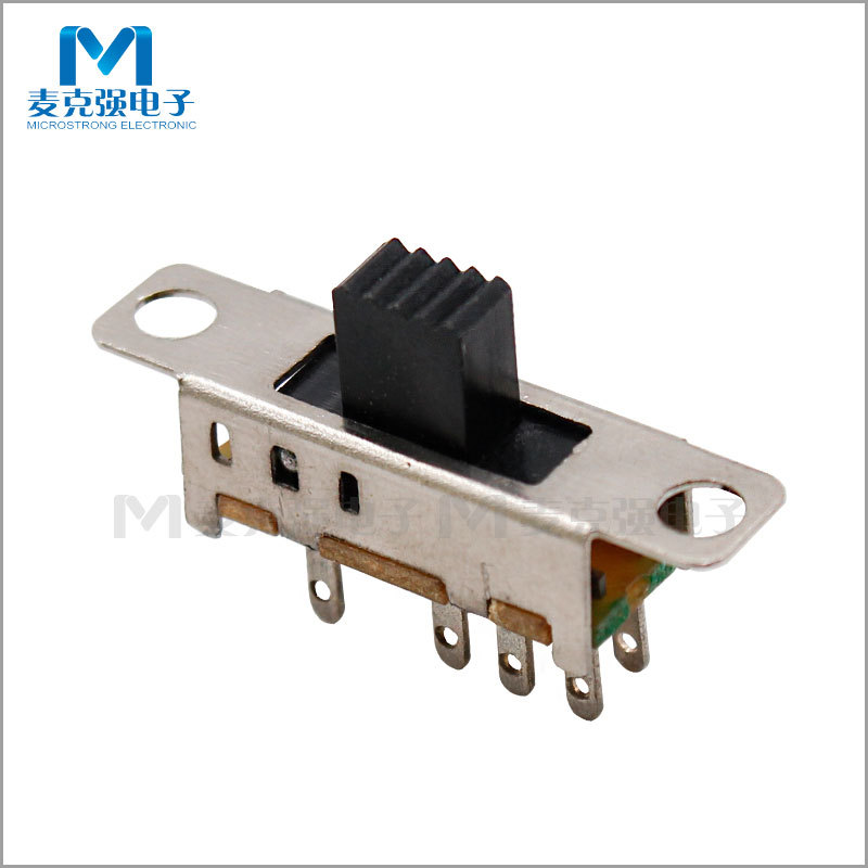 拨动开关SS23E04G4/5柄高4/5mm 3档8脚2P3T银白色有耳无螺纹开关