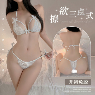 Feimu Lace Panties with Open Crotch, Three-Point Style 6681, Sexy Adult Novelty Lingerie, 20 Pieces Per Box