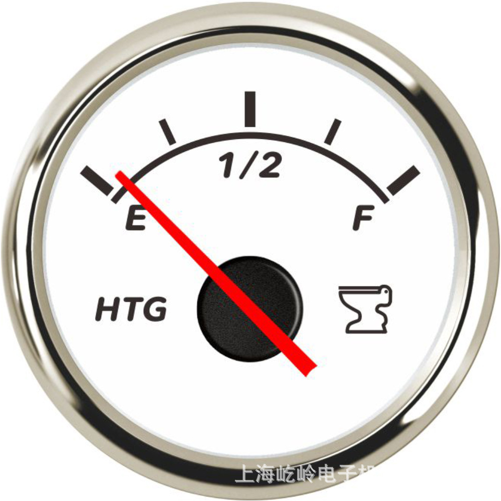 Universal 52mm Threaded Water/Waste Water Level Gauge for RV Boat (automobile instrument) - silver-edge-white-face-0-190o