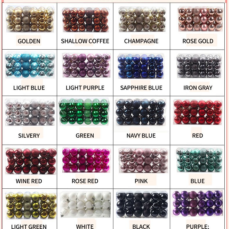 Bolas galvanizadas de plástico 4cm36pcs mini colgante de Navidad artículos navideños coloridos bolas de decoración accesorios de día de San Valentín