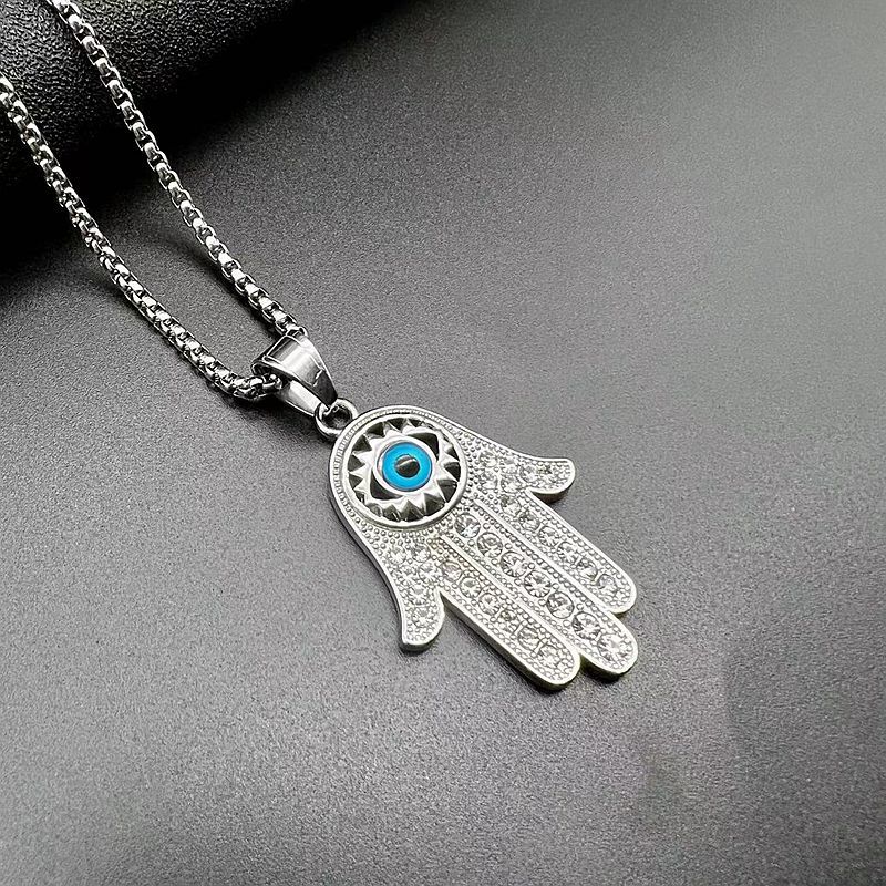 Stainless Steel Material 1 Piece Hip-hop Stainless Steel Plating Inlay Rhinestones Pendant Necklace