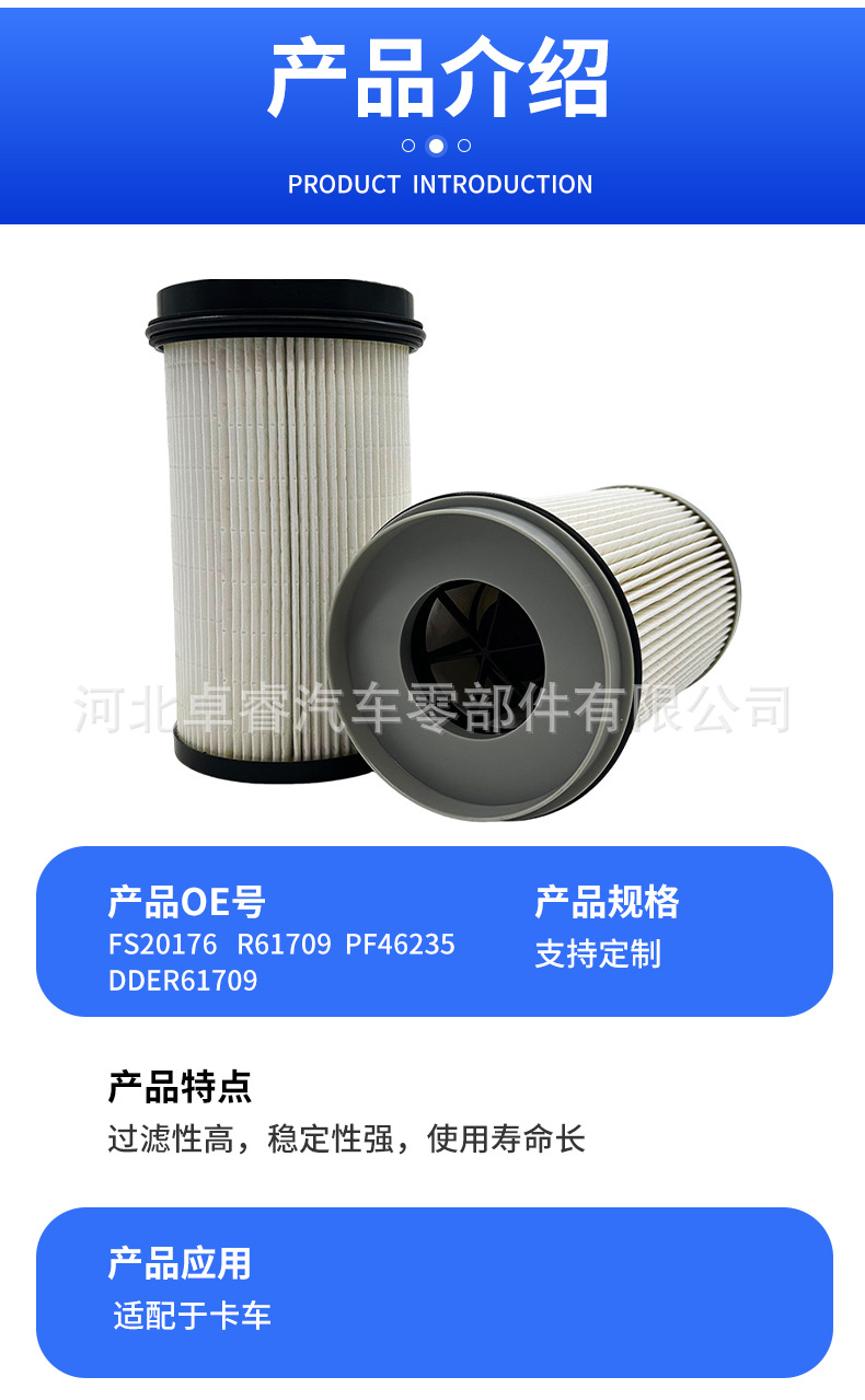 Auto Parts Support Customized Filter Elements Fs20176 R61709 Pf46235 Dder61709